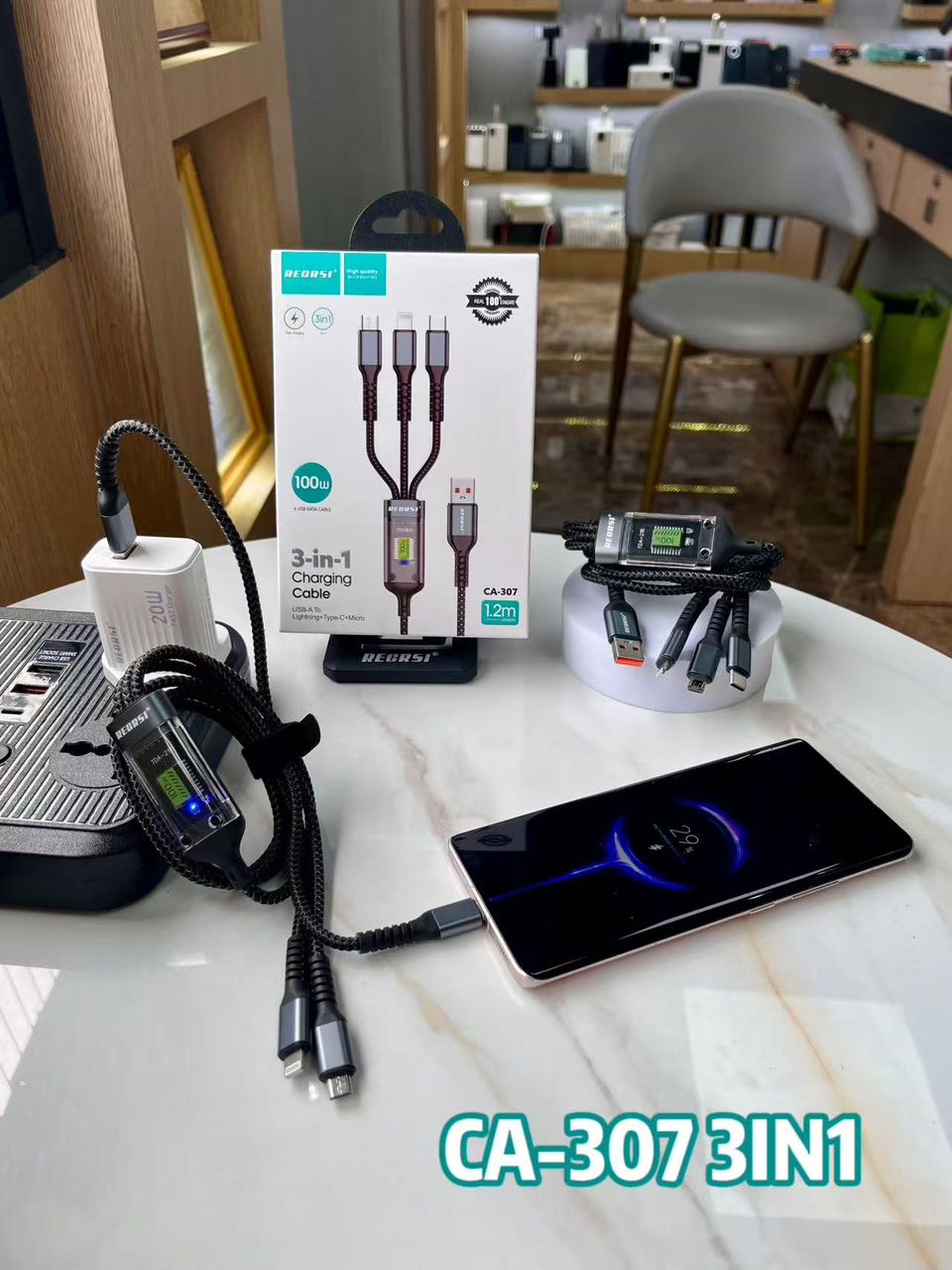 100W 3 in 1 Camo Charging Cable